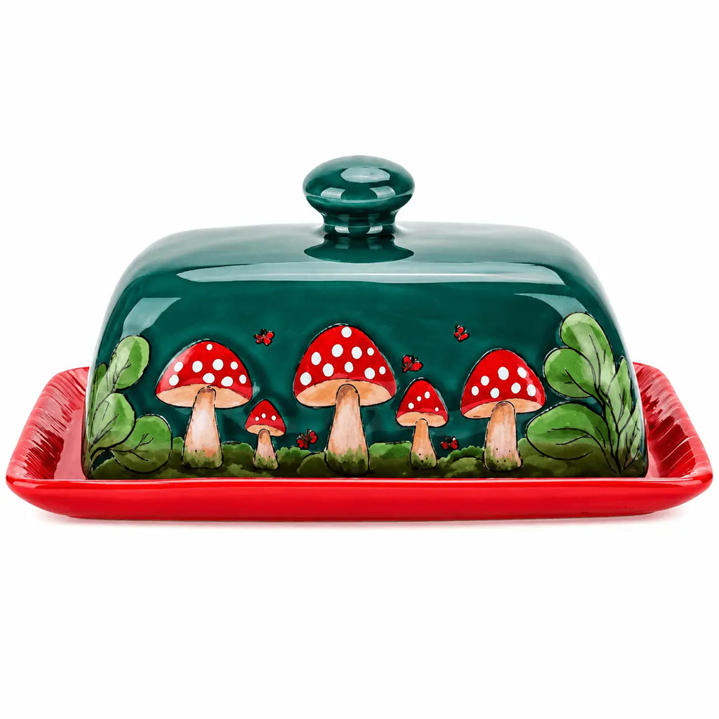 Dark Green butter dish with lid