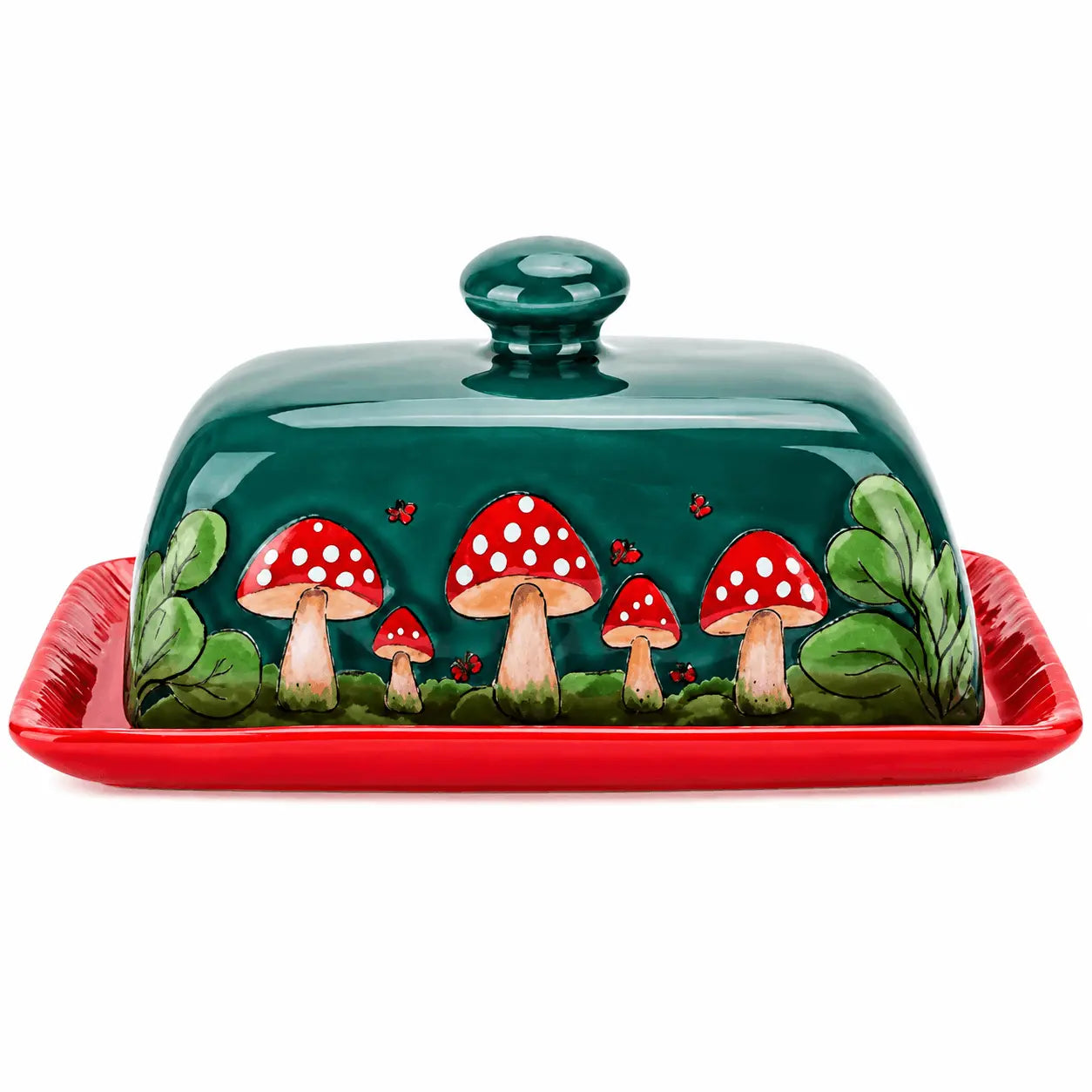 Dark Green butter dish with lid