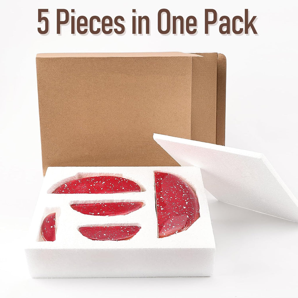Packaged red mushroom-designed shelves with a cardboard box on a white background