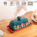 Dark Green ceramic butter dish