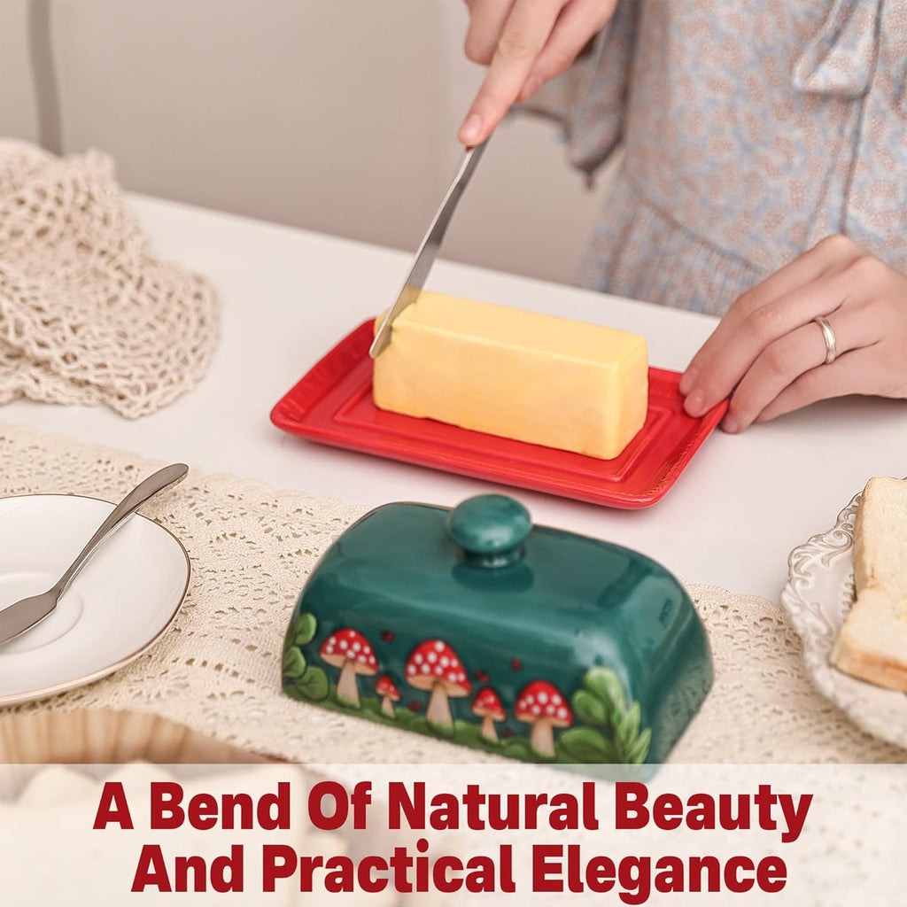 Dark Green beautiful ceramic butter dish