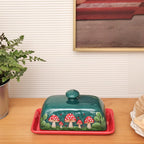 Dark Green butter dish ceramic