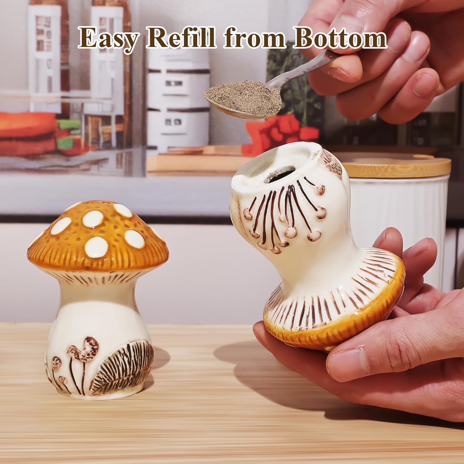 refilling a salt and pepper shaker from the bottom