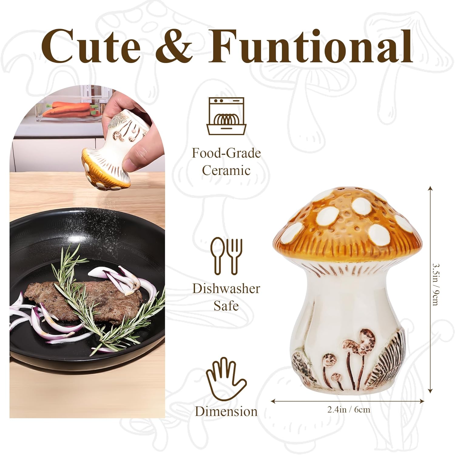 Brown salt and pepper shaker used in cooking