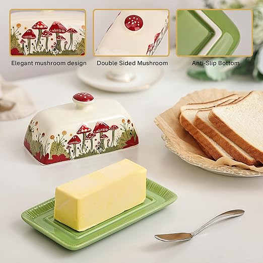 White butter dish mushroom designed