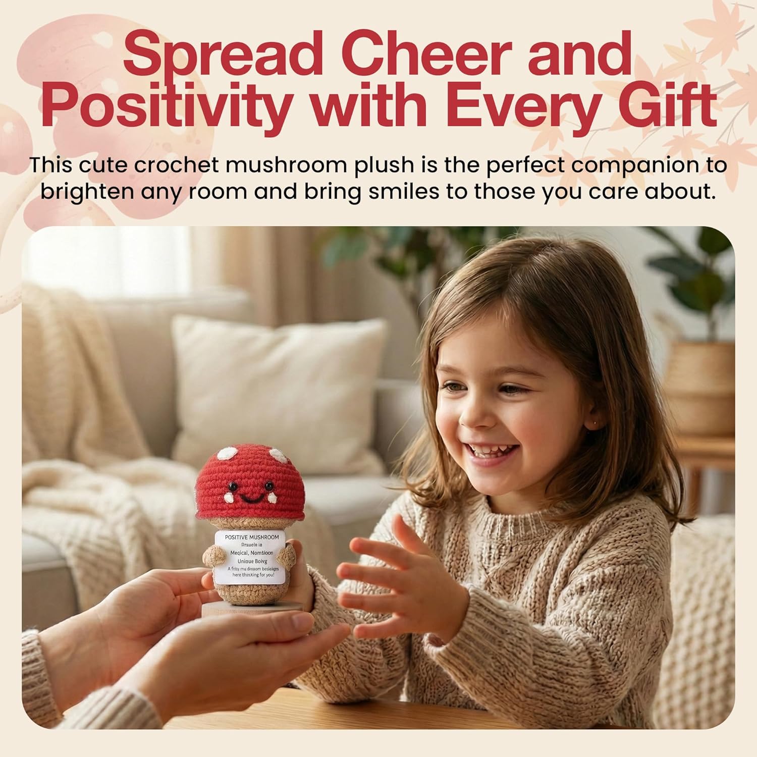 Positive Mushroom crochet spreading cheer
