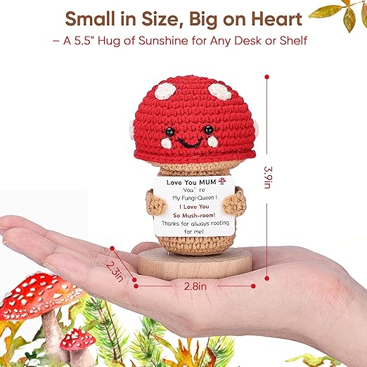Love you MUM small crochet mushroom